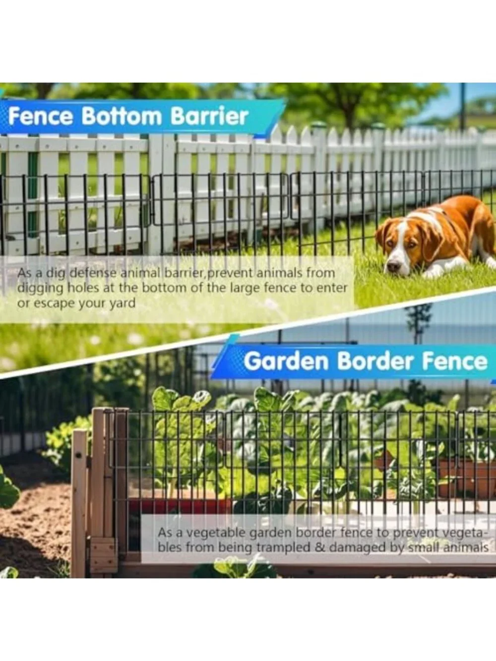 28ft Dog Digging Barrier Fence - Rustproof Metal Animal Edging for Garden